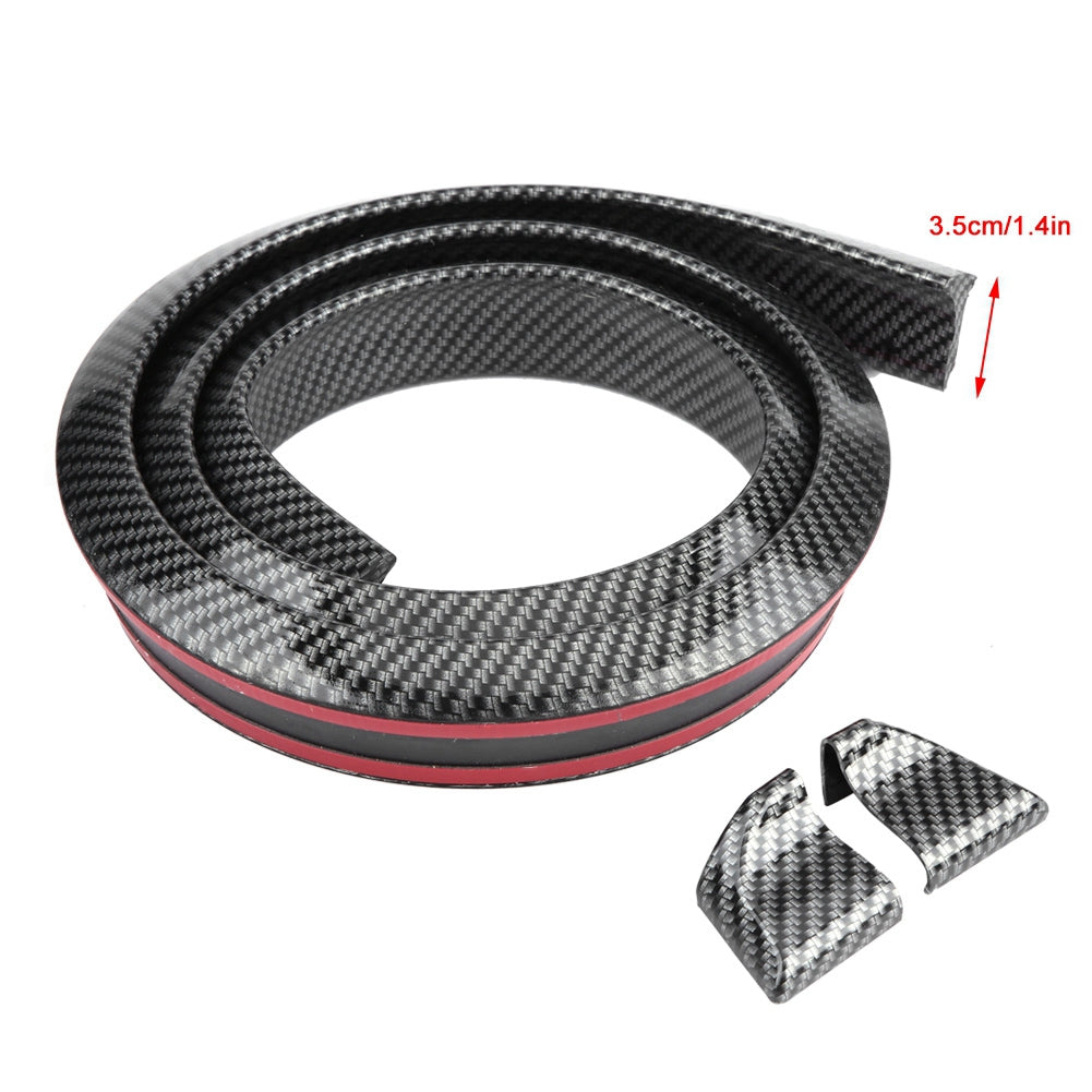 1.5m/4.9ft Carbon Fiber Soft Rubber Car Rear Roof Trunk Spoiler Wing Lip Sticker Guard