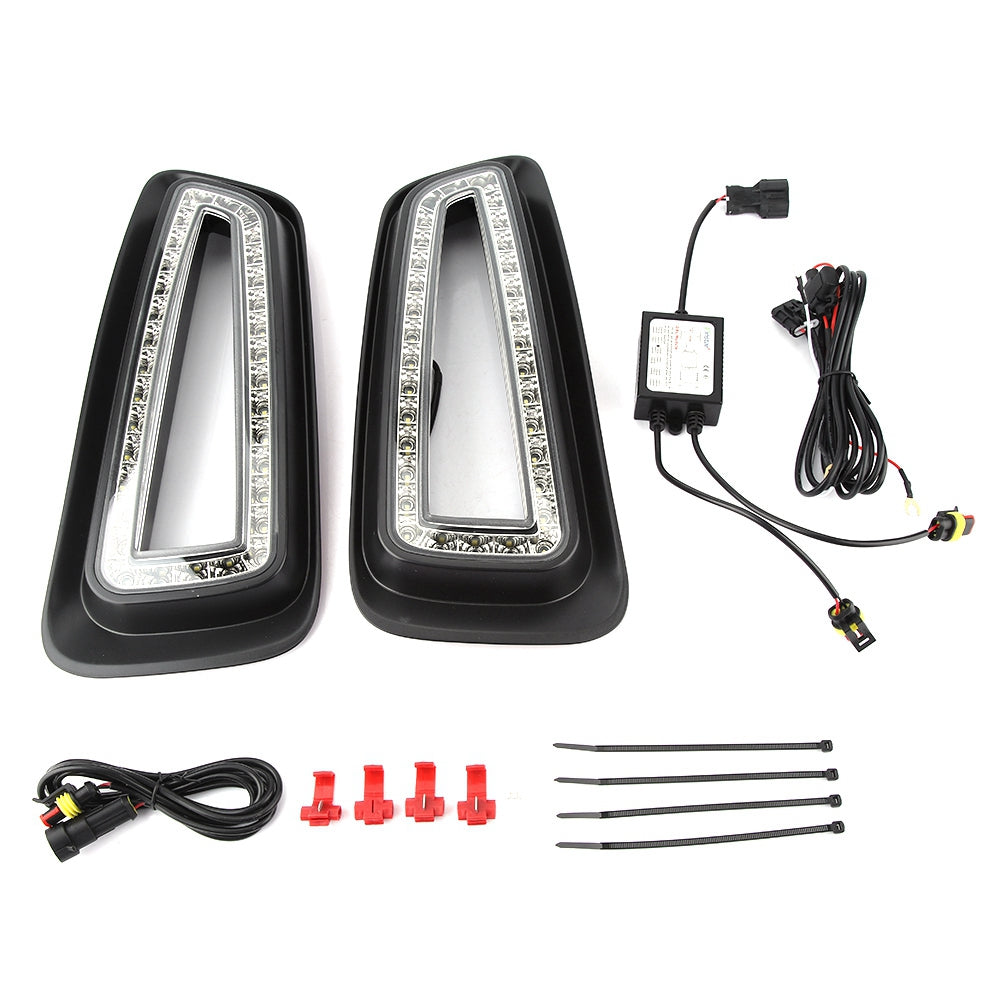 1 Pair Car Daytime Running Light Single Color LED Fog Lamp Cover for Ford F-150 10-15