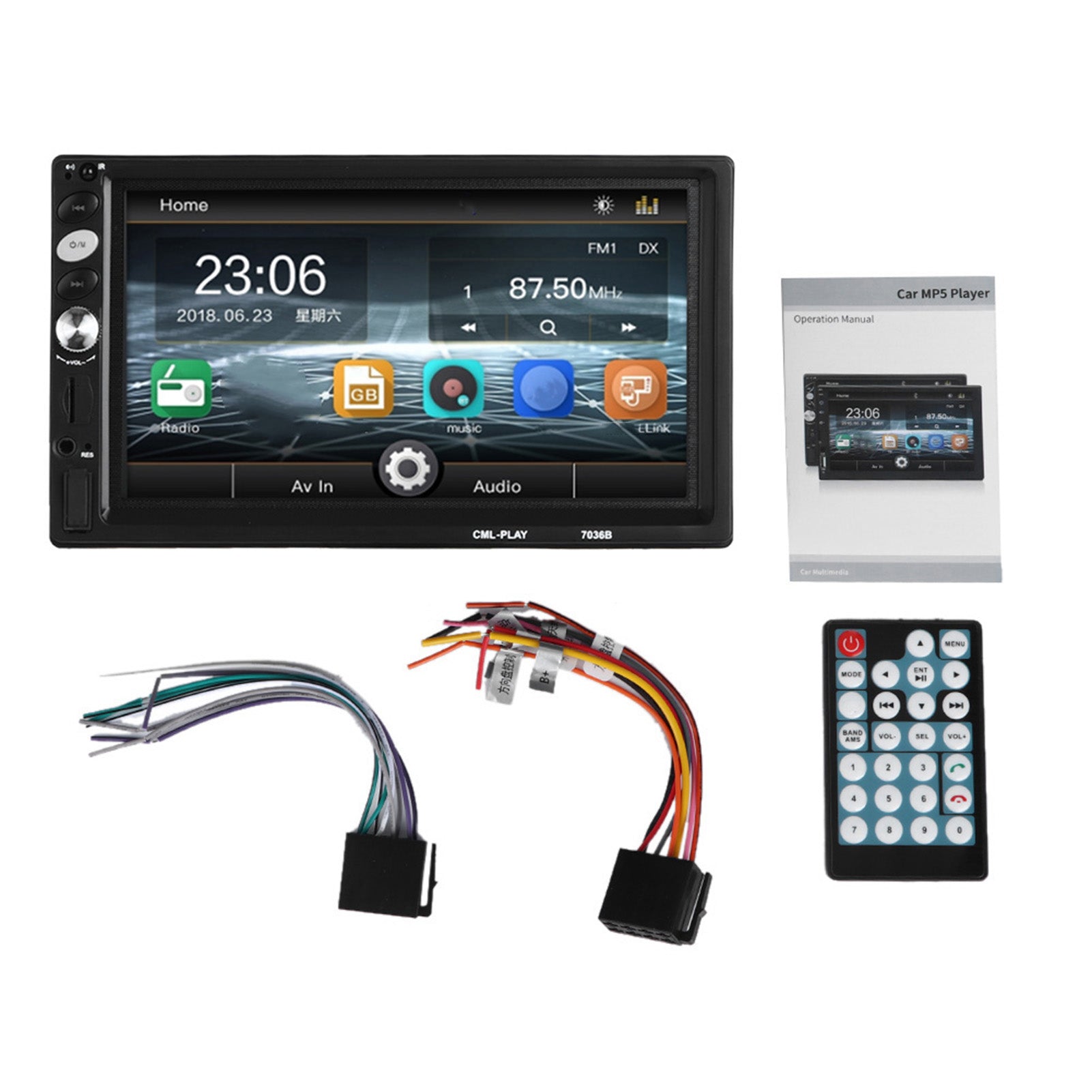 7in Car Radio Stereo Double 2Din HD Bluetooth Phone Interconnection MP5 Player for Android