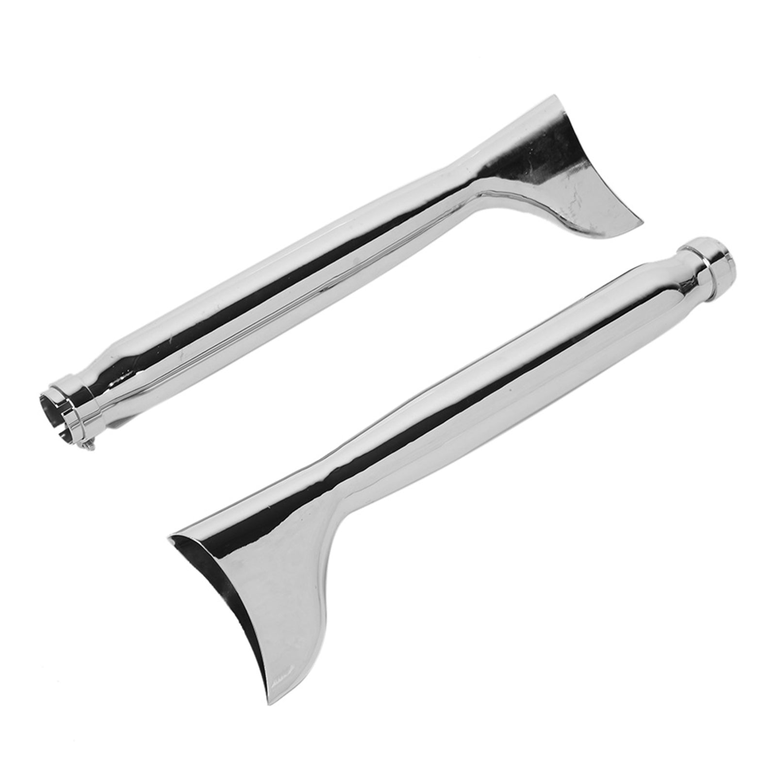 21in Universal Motorcycle Electroplate Fishtail Muffler Silencer Exhaust Pipe(Left   Right)