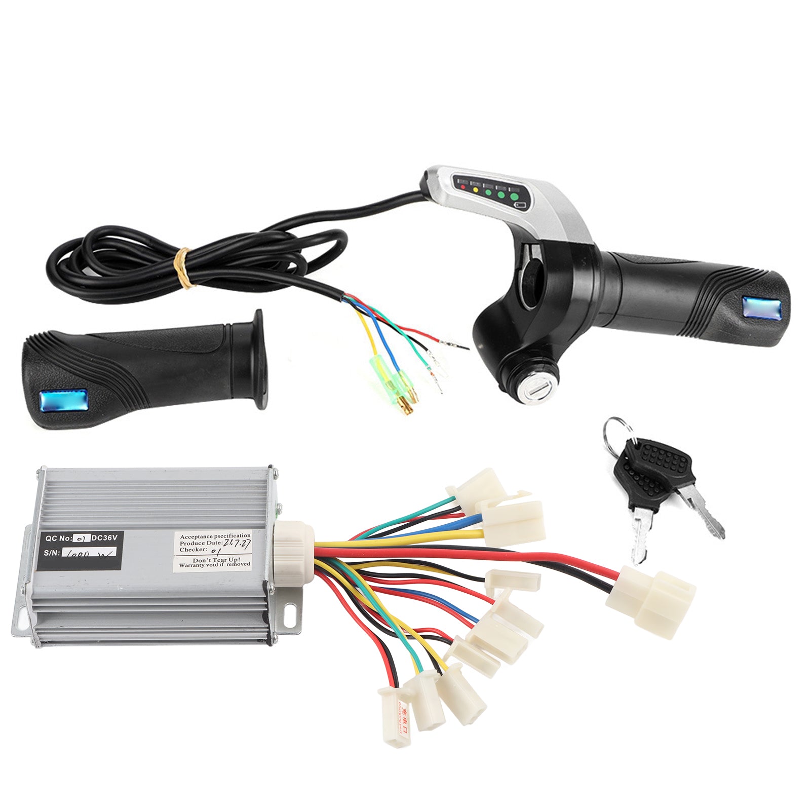 36V 1000W Electric Bike Brushed Speed Box Controller Throttle Grip Kit for 7/8in Handle Bar