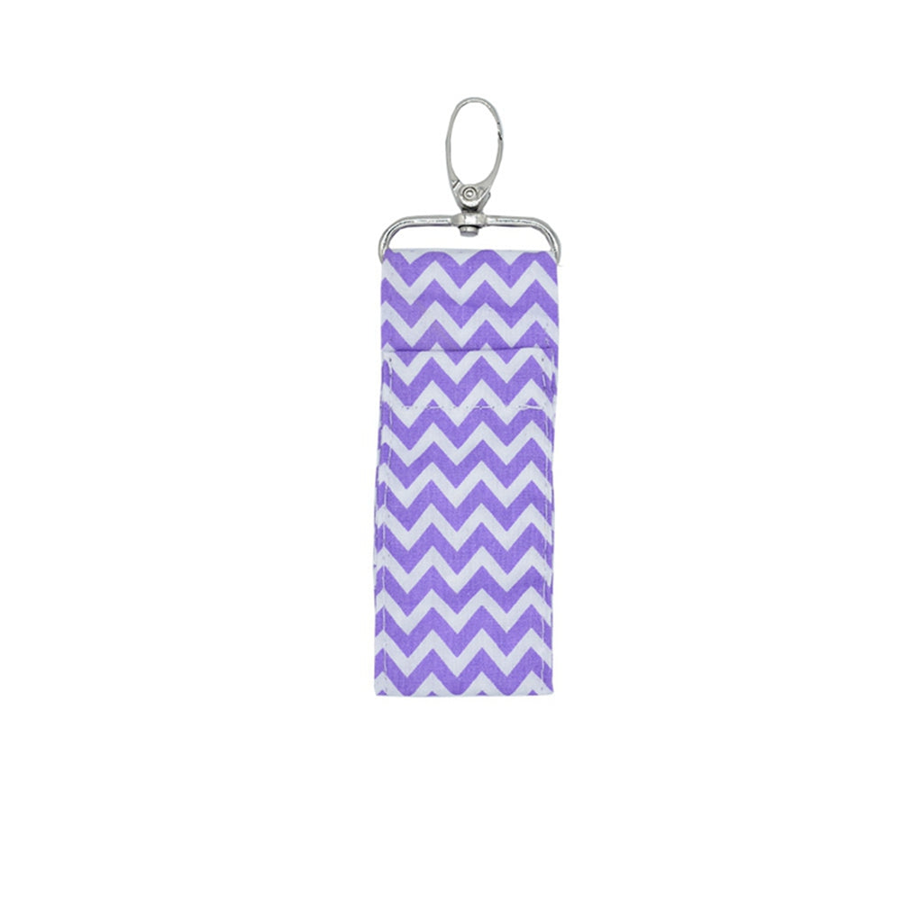 Wave Pattern Lipstick Holder Keychain Chapstick Pouch Bag Women Girls Gift(light purple)