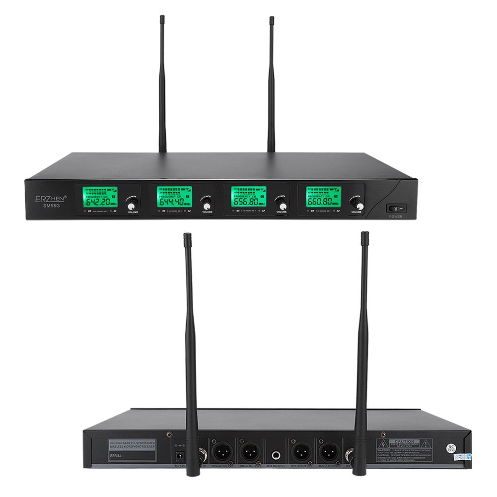 4 Channels Wireless Handheld Microphone for Meeting Conference 641.5MHz-672.3MHz