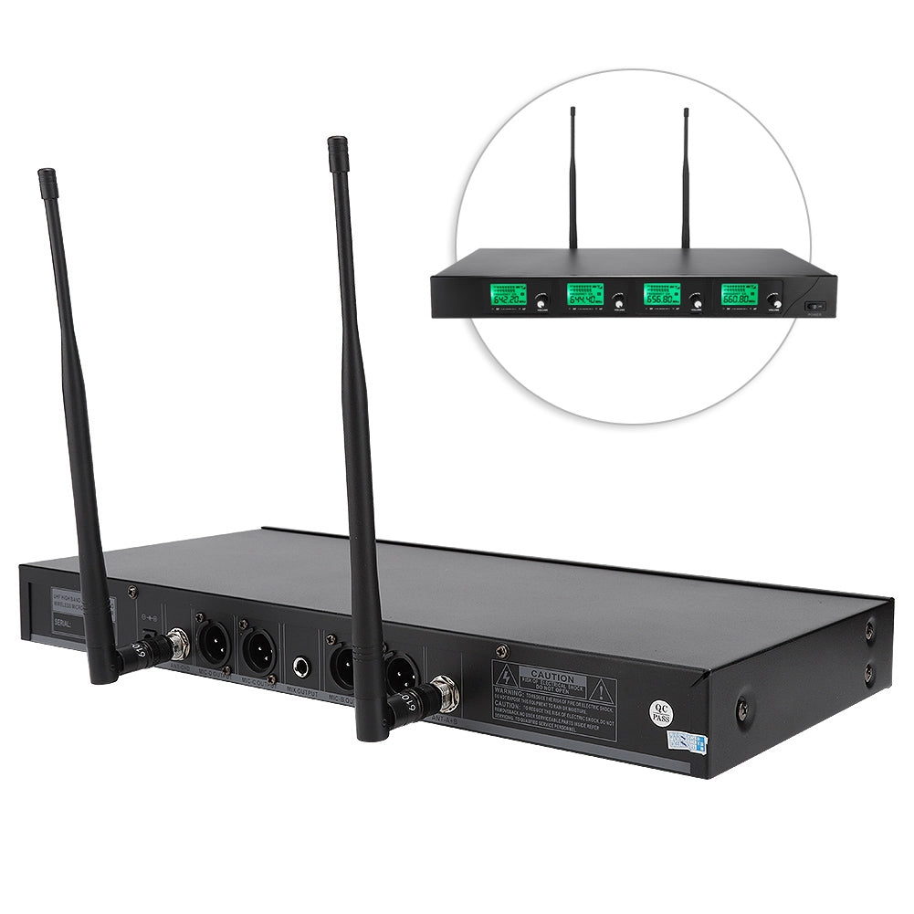 4 Channels Wireless Handheld Microphone for Meeting Conference 641.5MHz-672.3MHz