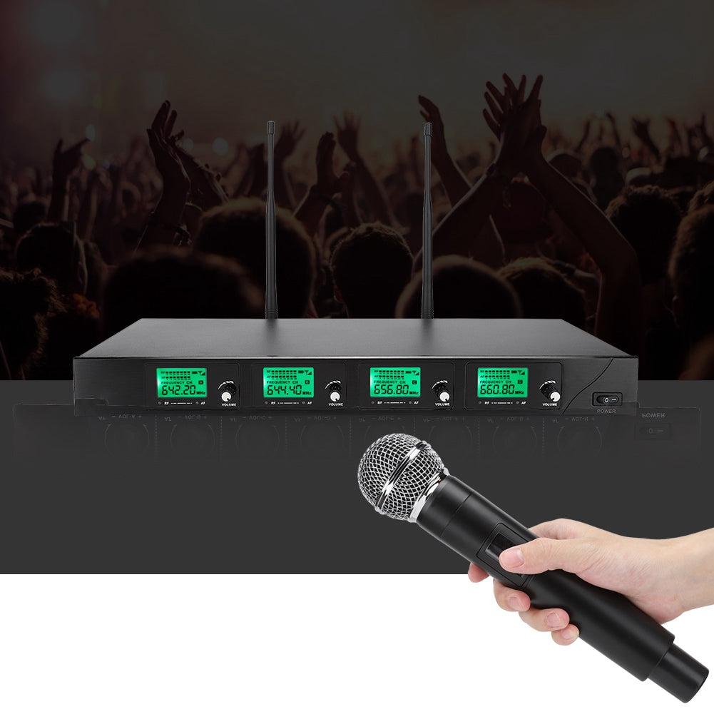 4 Channels Wireless Handheld Microphone for Meeting Conference 641.5MHz-672.3MHz