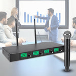4 Channels Wireless Handheld Microphone for Meeting Conference 641.5MHz-672.3MHz