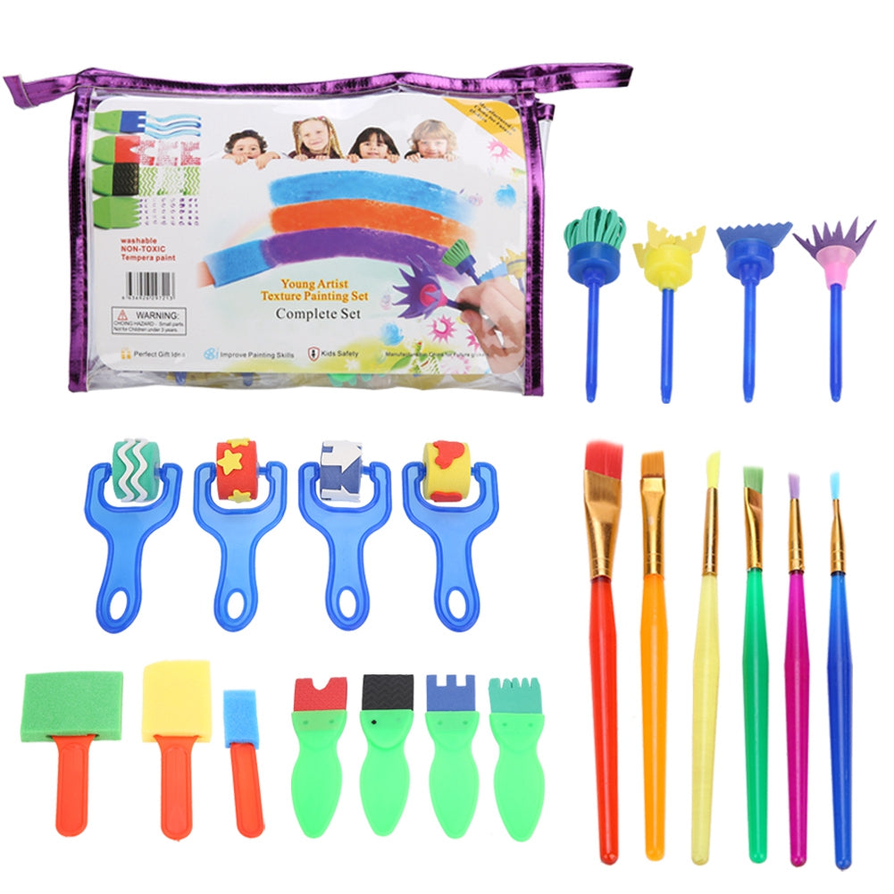 26pcs Kids Painting Supply Brushes Sponge Paint Brush Toy Seal Tool Drawing Set for Child Play