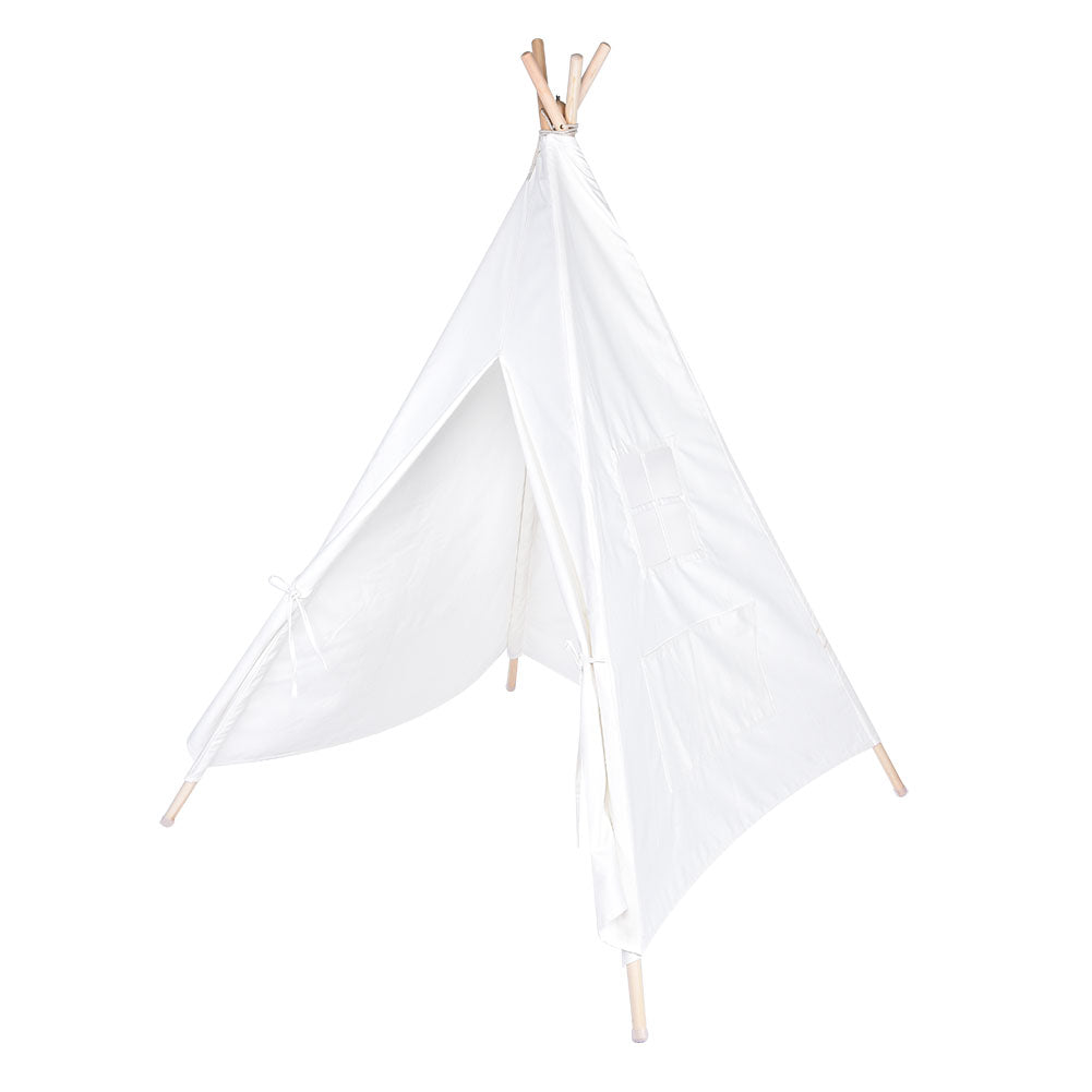 Portable Playhouse Children Canvas Tent for Kid's Indoor Outdoor Playing (White)