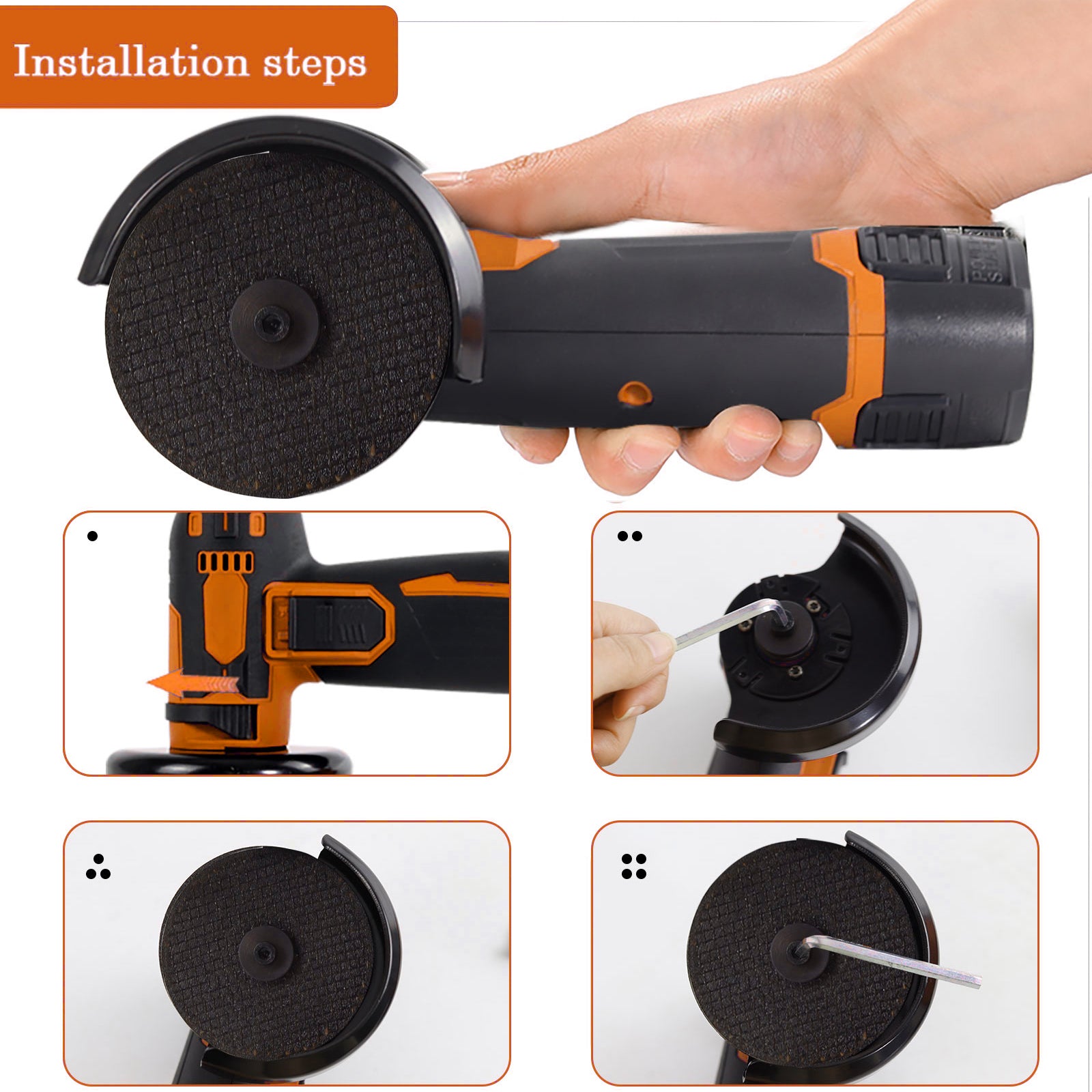 12V Cordless Brush Angle Grinder Kit, Ginding disc 3 Inch/76mm, Lightweight Angle Grinder Tool w/ 2PCS 1300mAh Lithium-Ion Battery & Charger, Ergonomic Button Position for Reducing Hand Pressure Include 6PCS Cutting  Disc