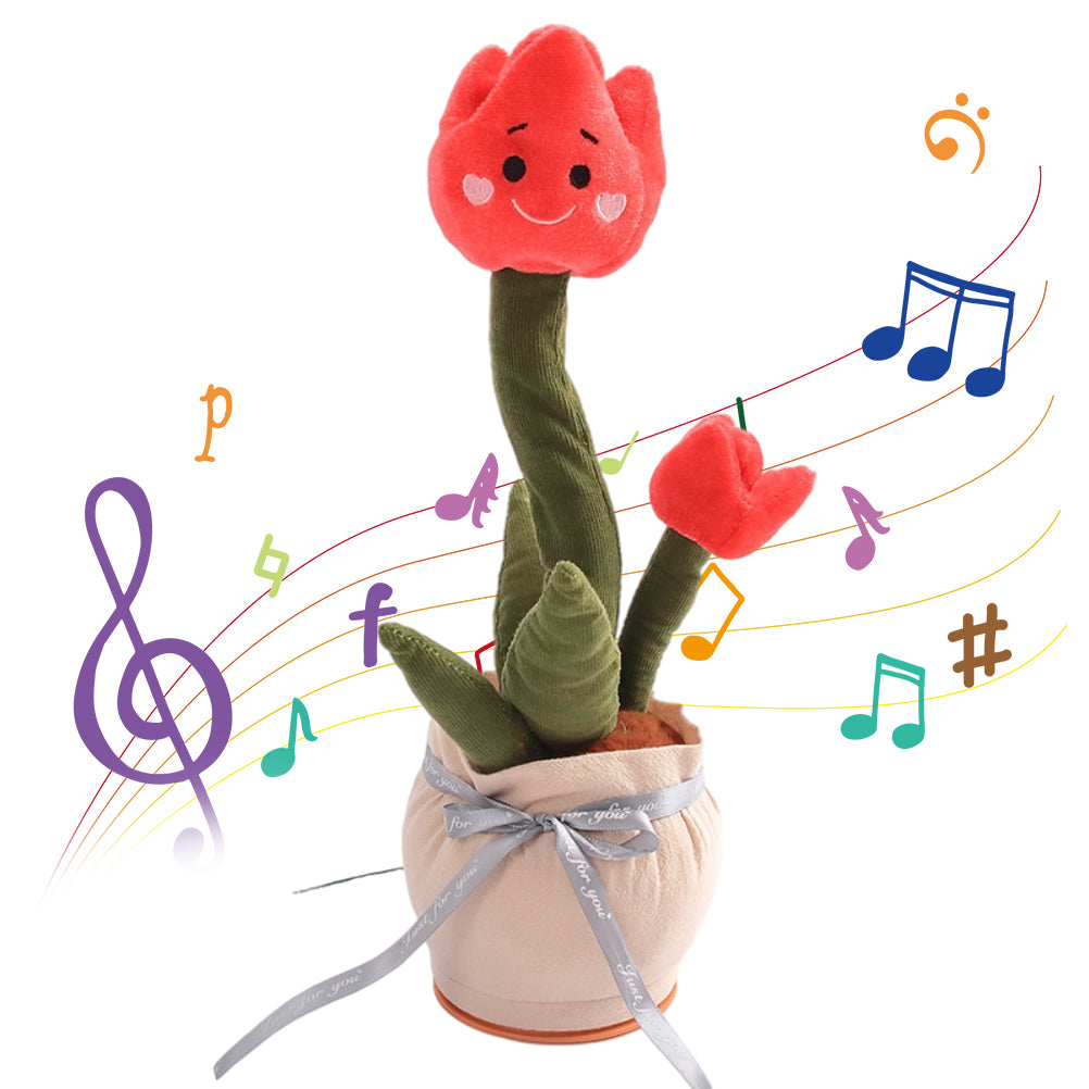 Electronic Dancing Singing Plush Toy Talking Repeating Multifunction Tulip Flower Funny Toy Perfect for Christmas Valentine's Day gift