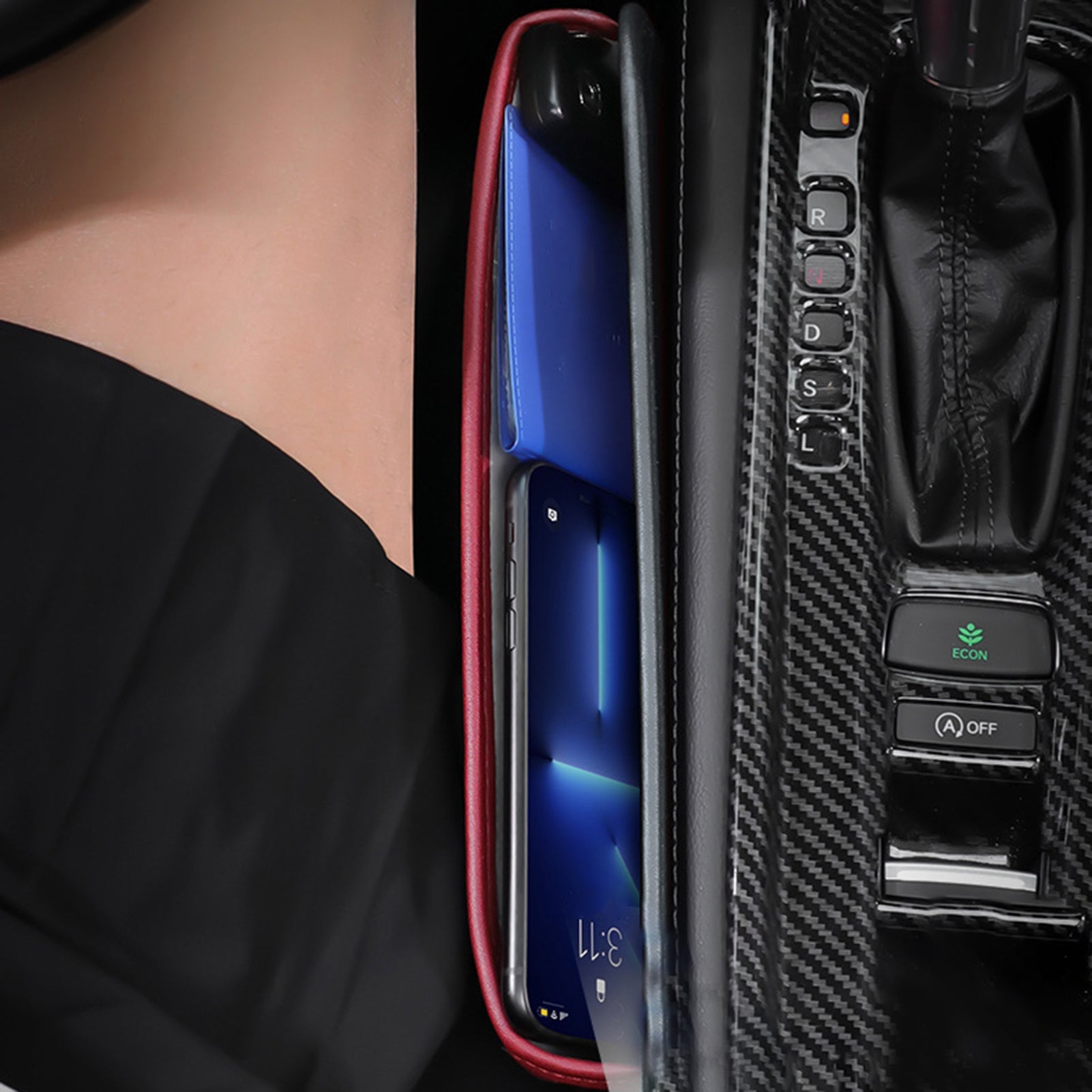 Car Seat Gap Organizer Seat Gap Filler Storage Box Between Front Seat Premium PU Leather Console Catcher Universal Pocket