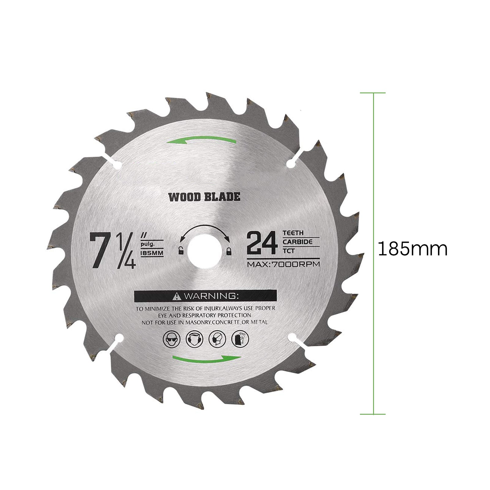 Circular Saw Blade 7-1/4''(185MM) 24 Tooth  Tungsten Carbide Tipped Circular Wood Cutting Saw Blade with 20mm Arbor for Wood Cutting Max Speed 7000RPM  Anti-clockwise Cutting Direction EU