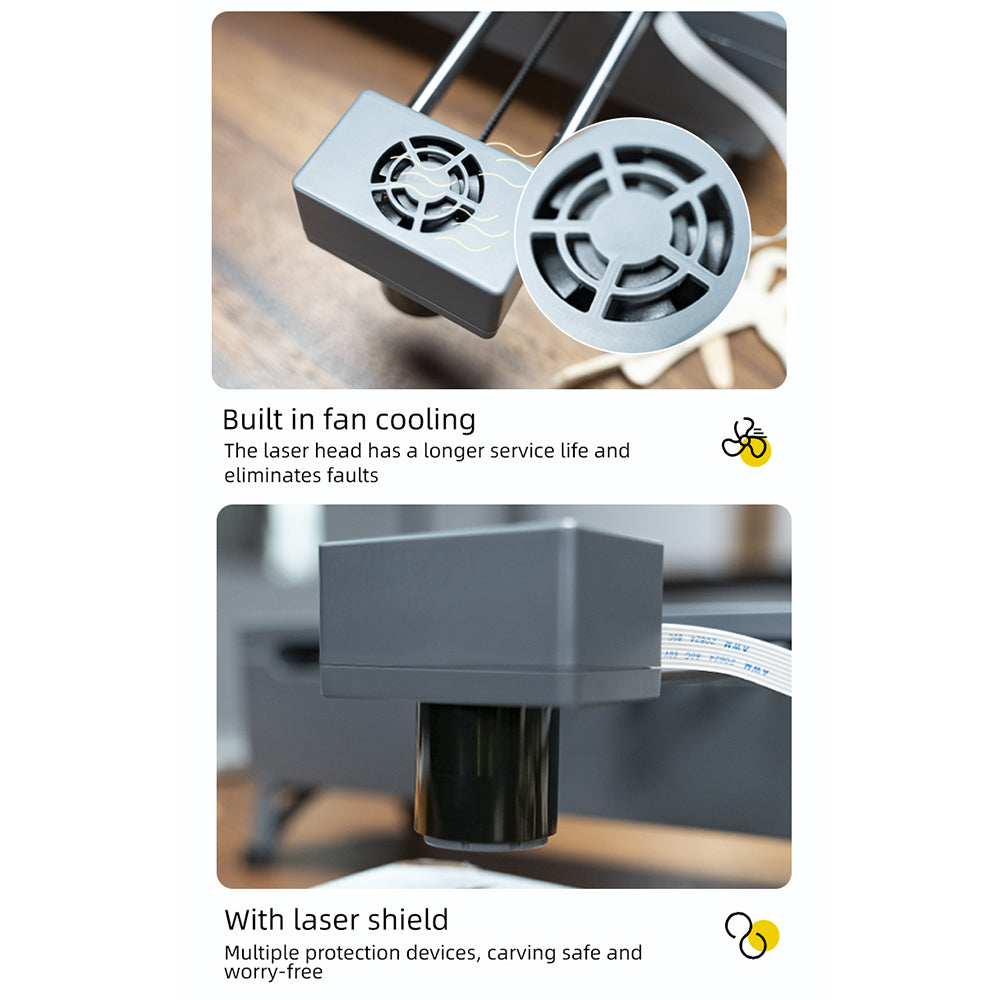 DAJA DJ7 Laser Engraver 5W  Semiconductor Laser Desktop Marking Machine with 150x150mm Work Area 0.01 Engraving Accuracy Eye Protective Shield Multifunctional Ports Suitable for Wood Leather Metal Kraft Paper Plastics Ceramics