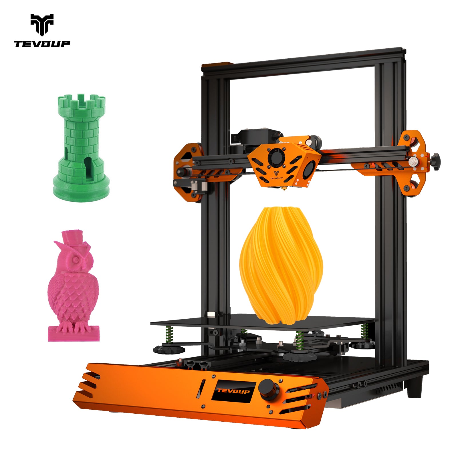 [通拓商品] TEVOUP TARANTULA PRO 3D Printer 235x235x250mm Build Volume with Lattice Glass Platform AC Fast Heating Bed RGB Screen Ultra-Silent Driver DIY Titan Extruder Volcano Nozzle Support Resume Print Support PLA/WOOD/HIPS