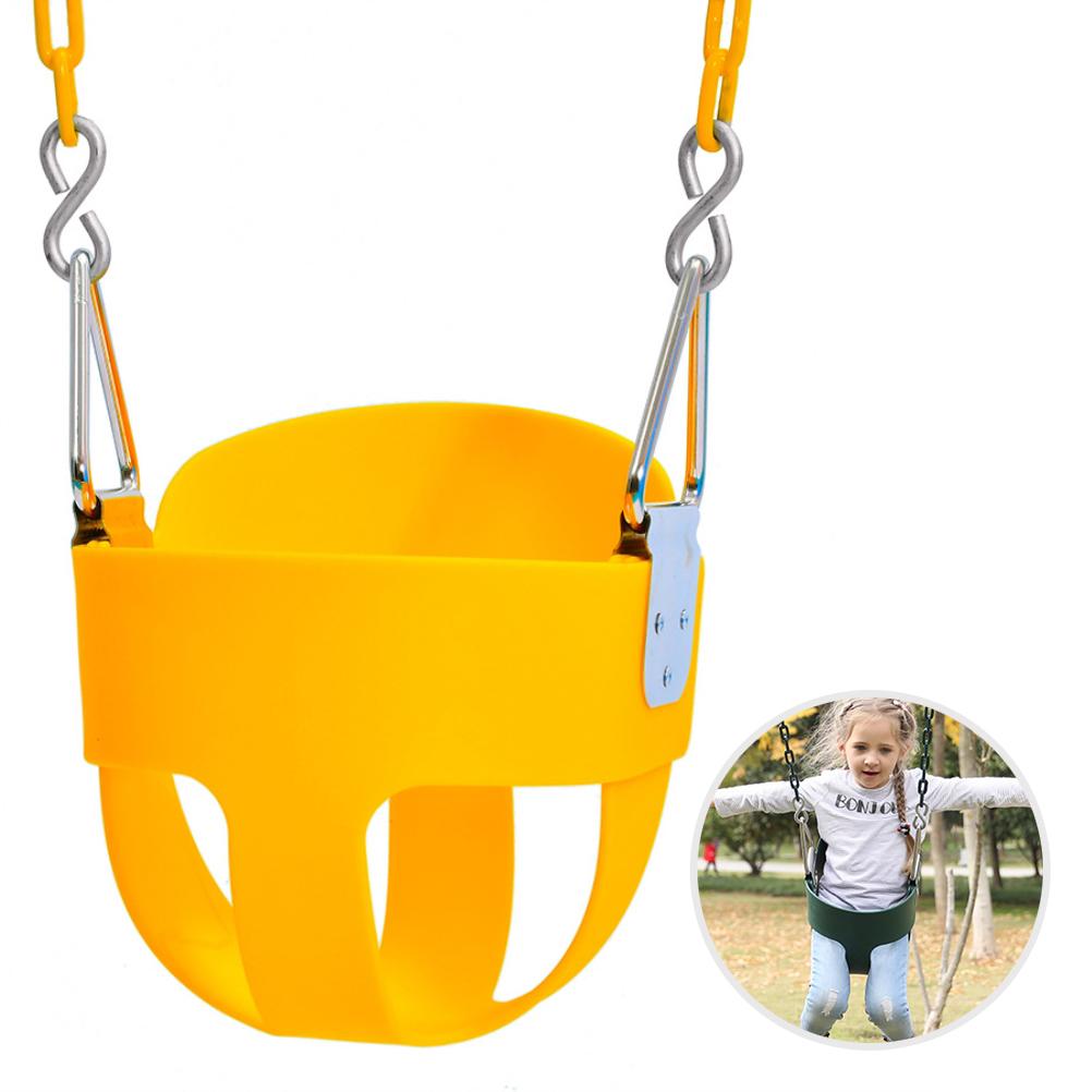 Baby Kids Swing Seat Children Swing Chair Safe Comfortable with Chains High Back Full Bucket Swing Seat