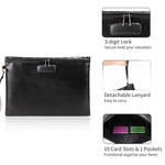 Fireproof Document Bag with Lock Money Safety Organizer Zipper Closure Storage Pouch Pocket with 10 Cards Slot for for A4 Documents File Cash Passport Certificates Home Office Travel