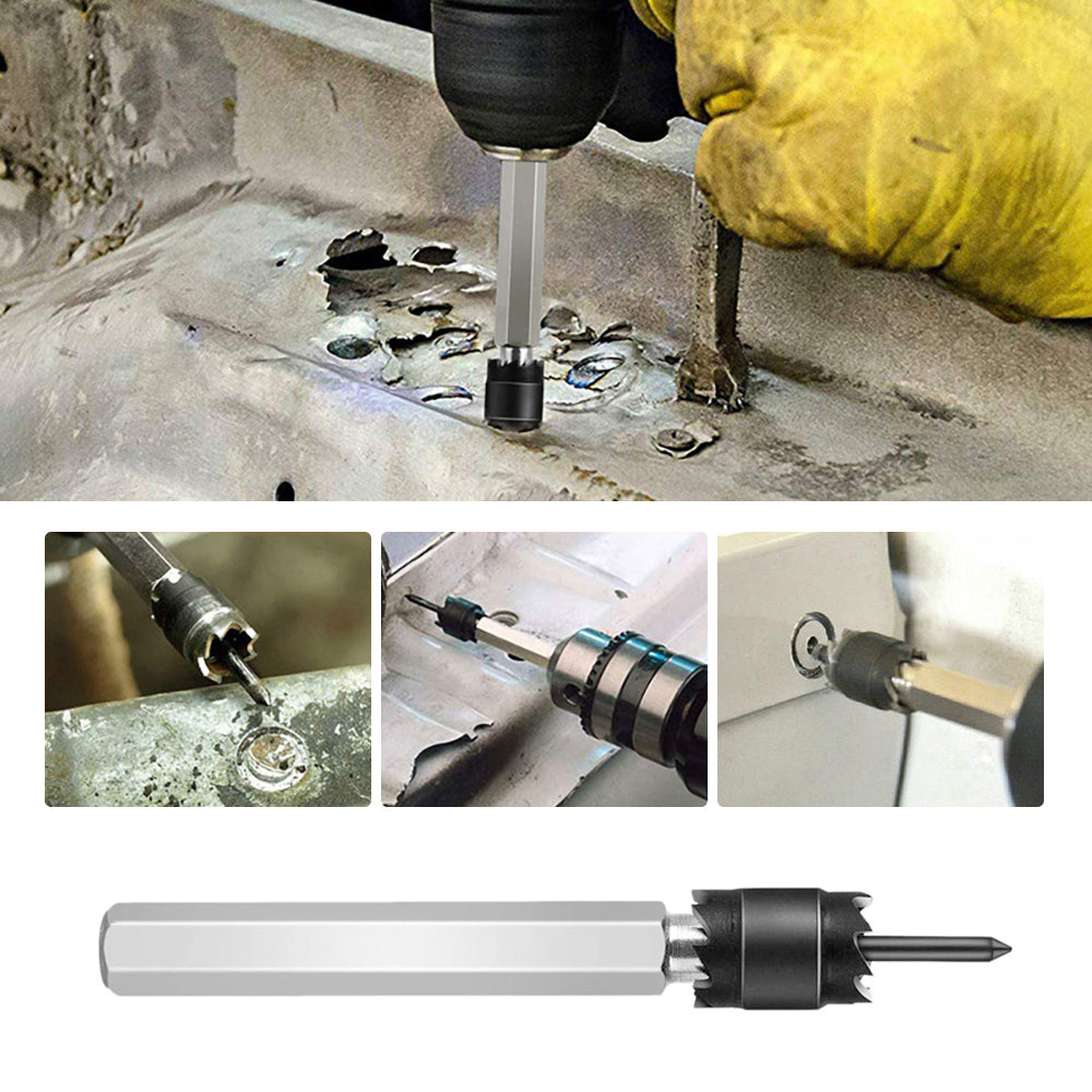 9PCS HSS Spot Welding Drill Set Spot Weld Cutter Drill Bit 8mm Twist Drill 3/8 Spot-welding Drill Center Drill Hole Saw Hexagon Shank with Storage Case