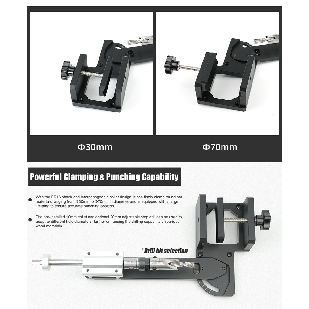 Woodworking Cloak Rack Hole Punch Multi-Angle Adjustable Round Bar Hole Puncher Electric Drill Drive Hole Punch Tool