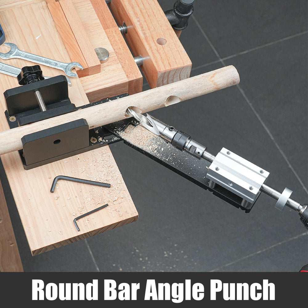 Woodworking Cloak Rack Hole Punch Multi-Angle Adjustable Round Bar Hole Puncher Electric Drill Drive Hole Punch Tool