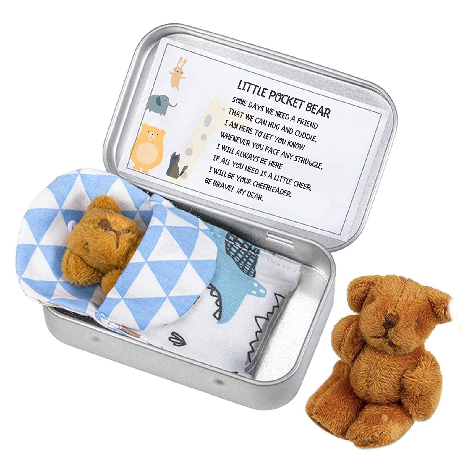 Little Pocket Bear Tin Cute Relieve Stress Adorable Small Little Pocket Bear Tin Dark Brown